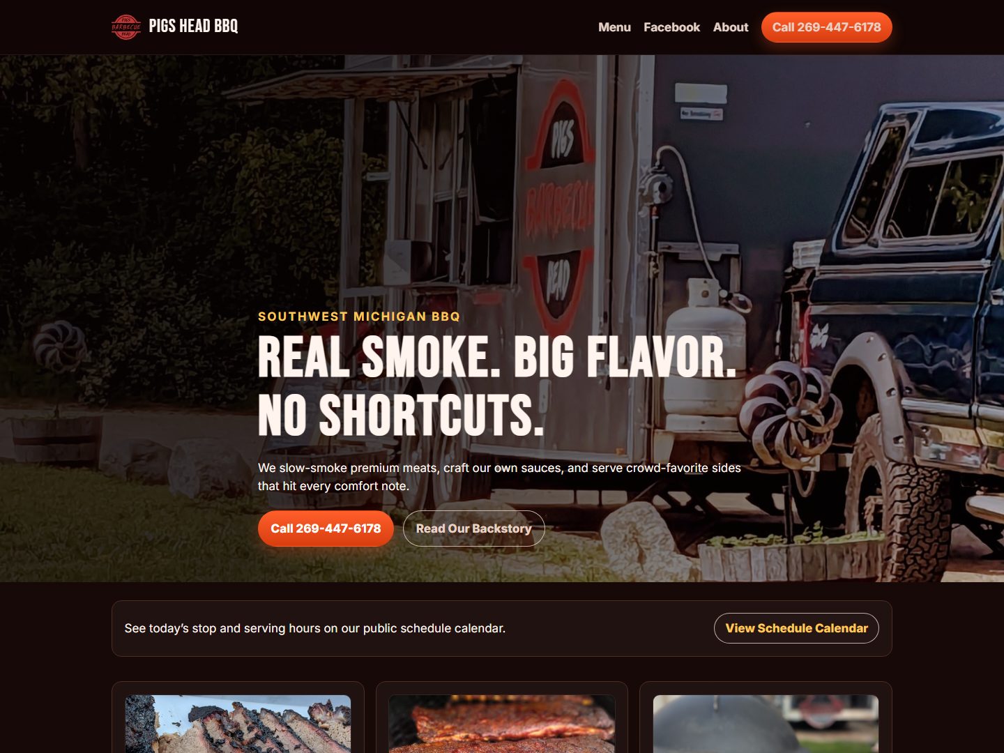 Pigs Head BBQ website hero section