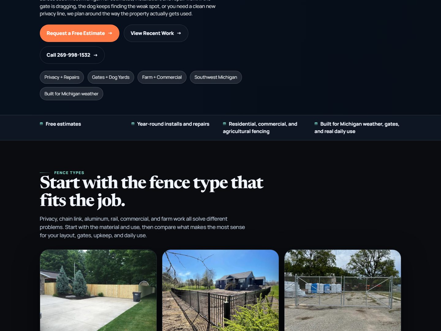 Wendt's Fence website fence types section